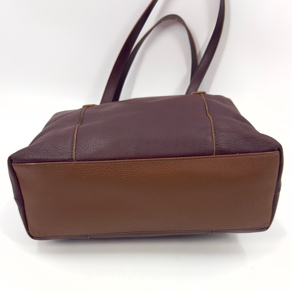 Fossil Felicity Satchel Tote Bordeaux Leather Bag Purse Double Shoulder Strap - Picture 7 of 16